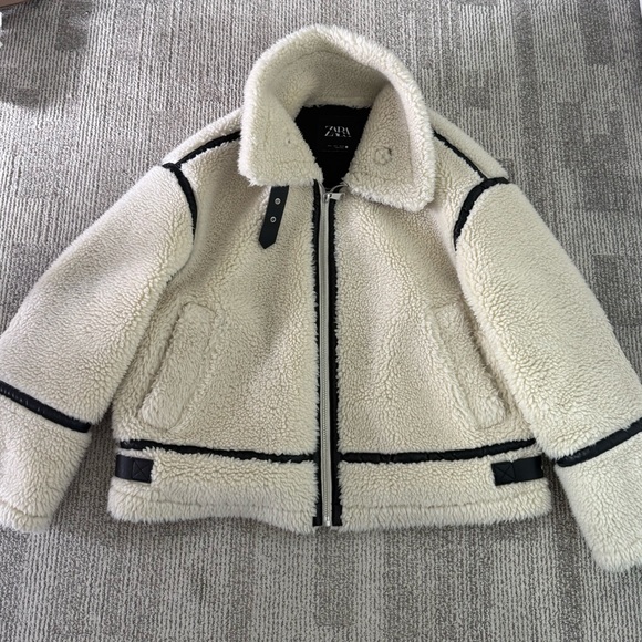 Zara Off White Sherpa Jacket - Picture 4 of 10
